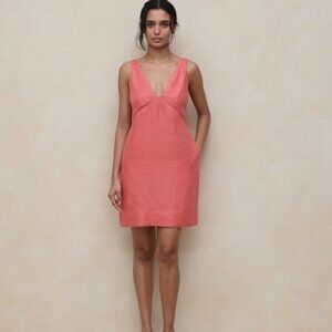 Linen Mini Dress Coral 10
